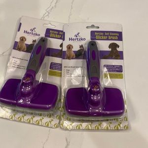 Pet brush set of 2 SLICKER BRUSH Hertzko self cleaning slicker brush 2
